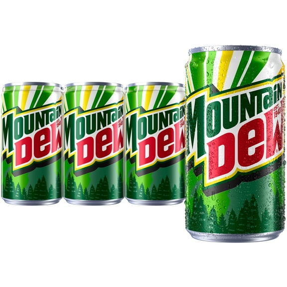Mountain Dew Citrus Soda Pop, 7.5 fl oz, 6 Pack Mini Cans, Allergens Not Contained