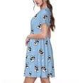 thumbnail image 2 of Gukieu French Bulldog Puppy Print Women's Short Sleeve Dress, Elastic Waistband A-line with Pockets Summer Dress, Suitable for Daily Leisure, Work, Vacation, 2 of 6