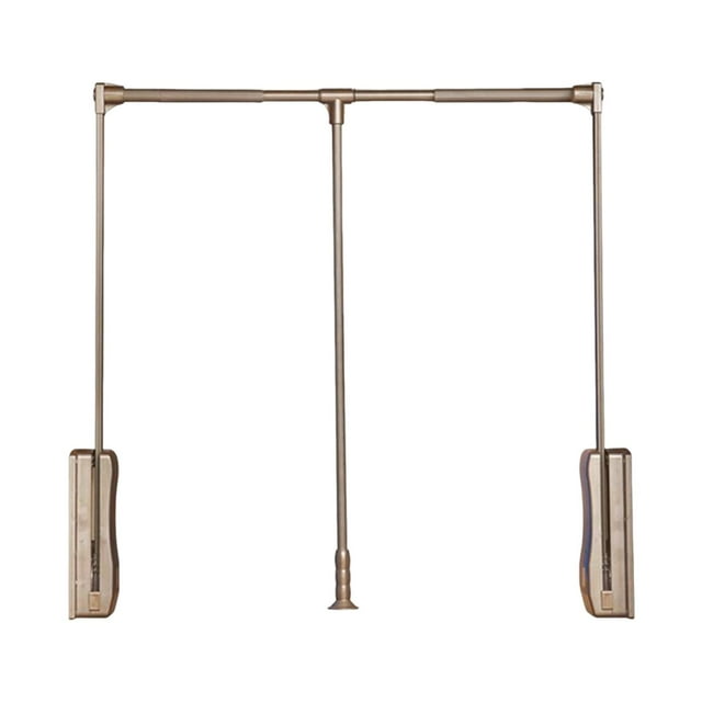 veasfak Tringle de Garde-Robe à Tirer vers le Bas en Alliage d'Aluminium Robuste Support à Vêtements Cintre de Garde-Robe Brun