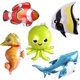thumbnail image 1 of 5 globos de aluminio con diseño de animales del océano, tiburón grande, pulpo, caballito de mar, peces tropicales, criaturas marinas, globos de Mylar, suministros de decoración para fiestas., 1 of 5