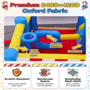 Qhomic Inflatable Bounce House for Kids Ages 3–12, 7-in-1 Bouncy House with Ball Pit, Canopy, Obstacle Jumping Castle with Basketball Hoop, Target, Includes Blower, Perfect for Backyard Parties
