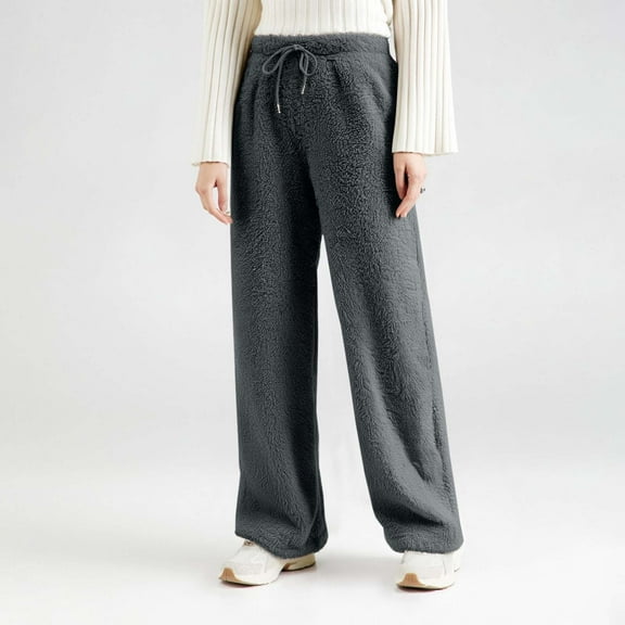 SNKSDGM Women's Plus Womens Sweatpants Wide Leg Womens Dress Pants Wide Leg Mid Rise Women's Solid Color Sweatpants Cozy Loose Pants for Fall and Winter