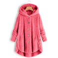 thumbnail image 6 of Winter Coats for Women Plus Size Plus Size Womens Coats Plus Size Coat Fuzzy Fleece Jacket for Women Lightweight Cozy Button Hooded Shirts Womens Winter Coats Causal Plus Size Bed Jackets, Pink-S, 6 of 7