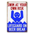 thumbnail image 1 of Póster de pintura en hierro para decoración de pared Swim at Your Own Risk, 20 x 30 cm, 1 of 1