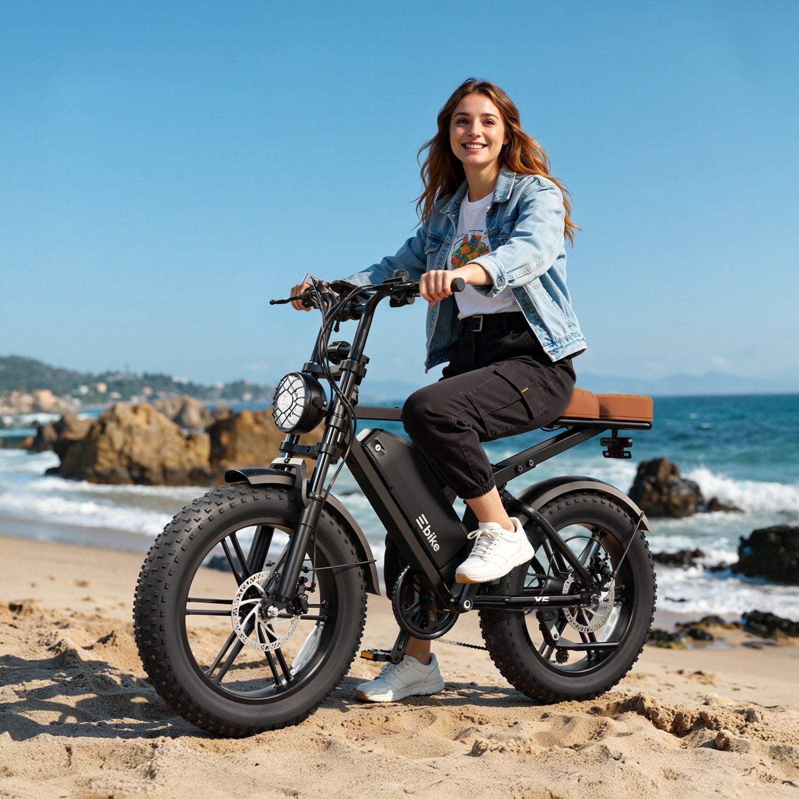 TST Electric Bike for Adults, 48V/15AH Battery, 750W Peak 1500W Motor, Max 28MPH, 20"x4" Fat Tire, E Mountain Bike, UL2849