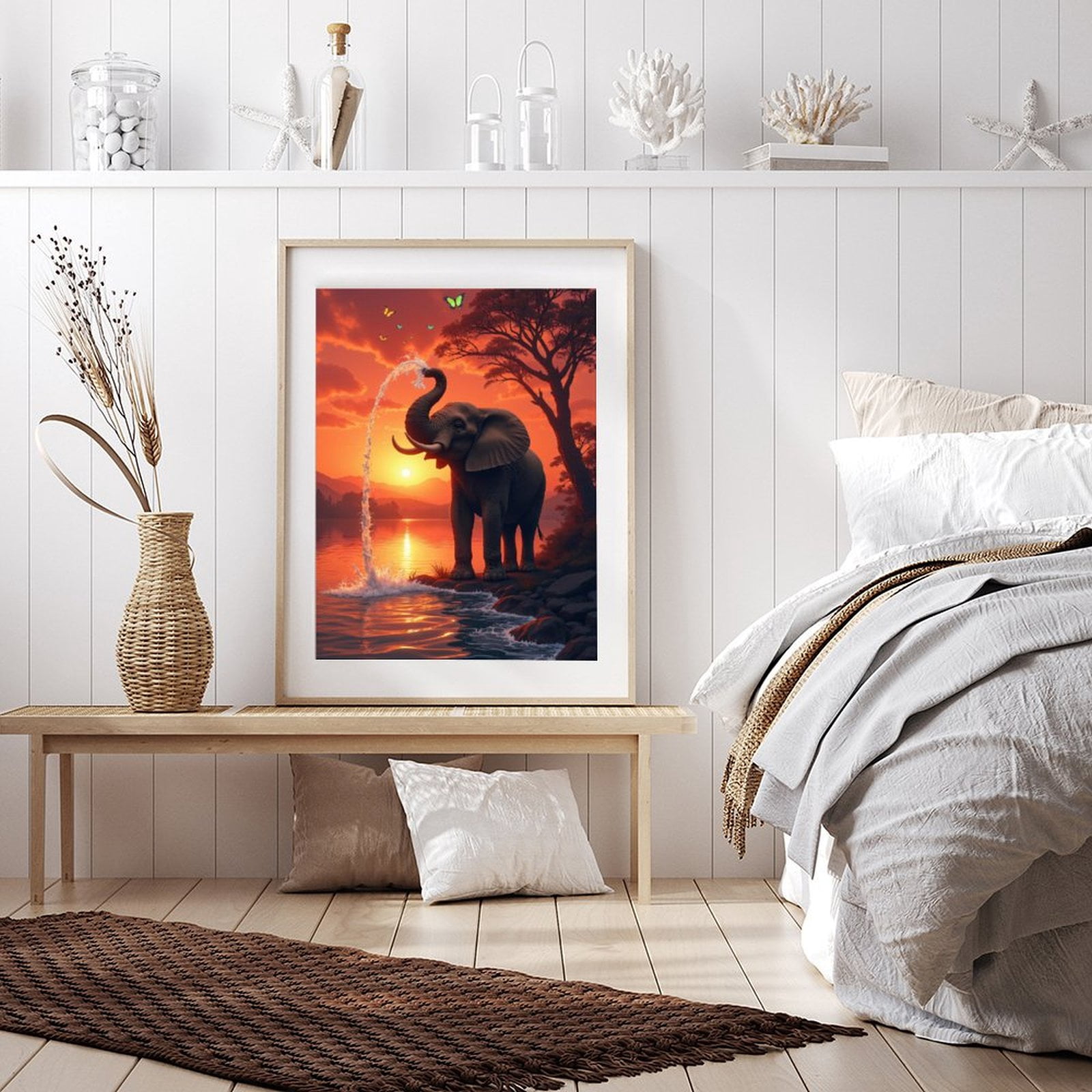 Diamond Art Kits for Adults - 5d Elephant Majestic Sunset Scene Diamond Painting for Adults, Diamond Art for Adults Beginners, Diamond Painting Kits for Adults for Home Wall Decor