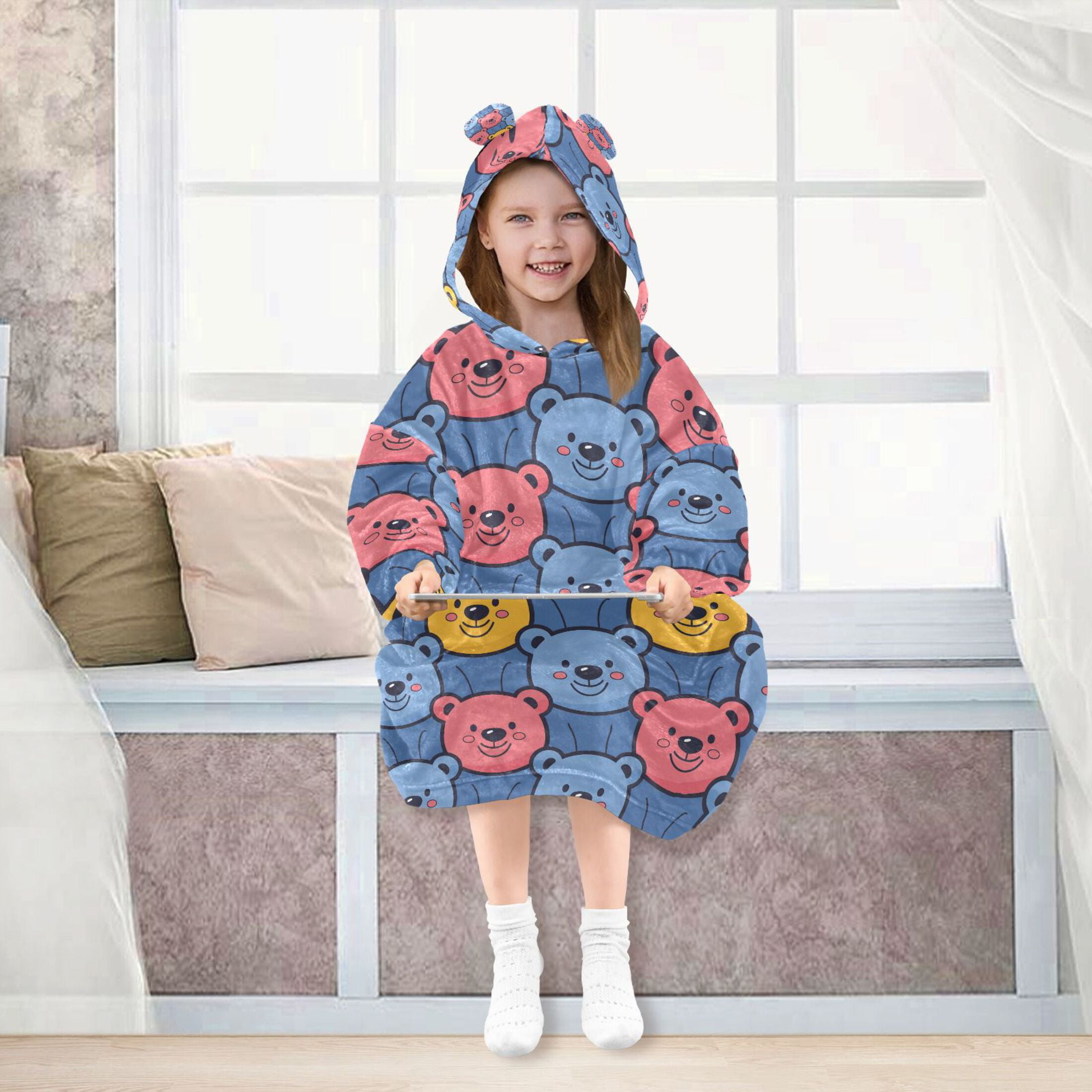 joogoo Blanket Hoodie for Cute Bears Oversize Sweatshirt 3-14 YR L