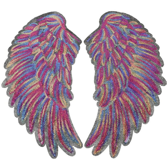 1 par de lentejuelas bordadas alas parches DIY bordado apliques compatible para ropa Jeans camiseta (colorido)