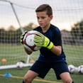 thumbnail image 4 of Vizari Junior Saver Goalkeeper Gloves: Premium Synthetic, Optimal Grip, Durable EVA Backhand, Secure Fit-Yellow/Gray/Black, Size - 4, 4 of 7