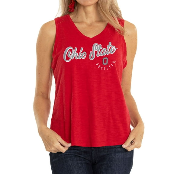 Women's Scarlet Ohio State Buckeyes Sloan Slub V-Neck Tank Top