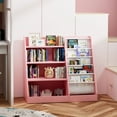 thumbnail image 6 of Hironpal Bookcase with 4 Tier Storage, Burlywood, Pink, 6 of 7