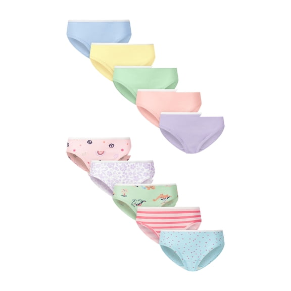 Hanes Infants/Toddlers Hipster Underwear Pack, 10-Pack, Toddler Core 100% Cotton Underwear for Toddler Girls