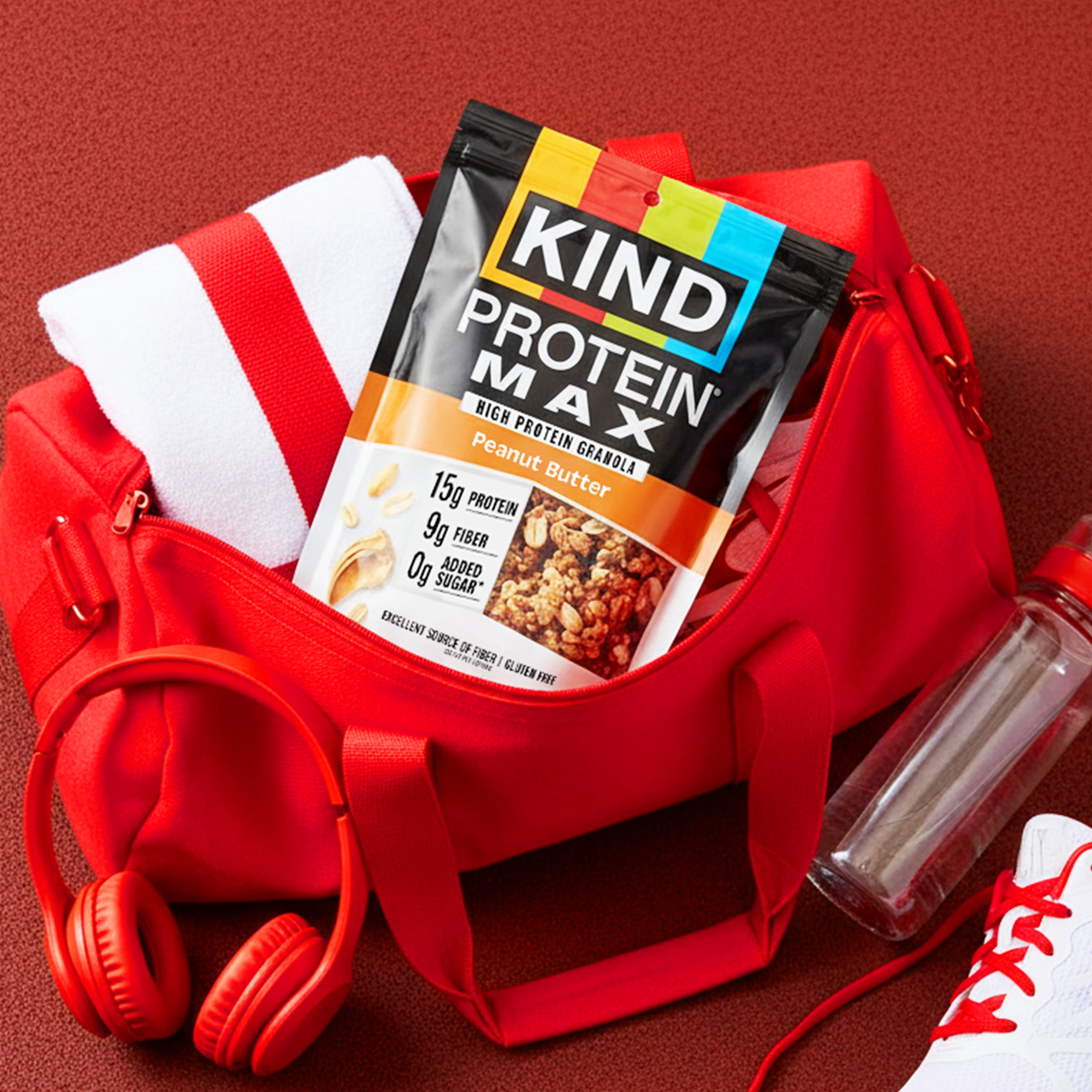(5 pack) KIND Protein Max Granola, Peanut Butter, Gluten Free, 15g Protein, 9g Fiber, 9 oz