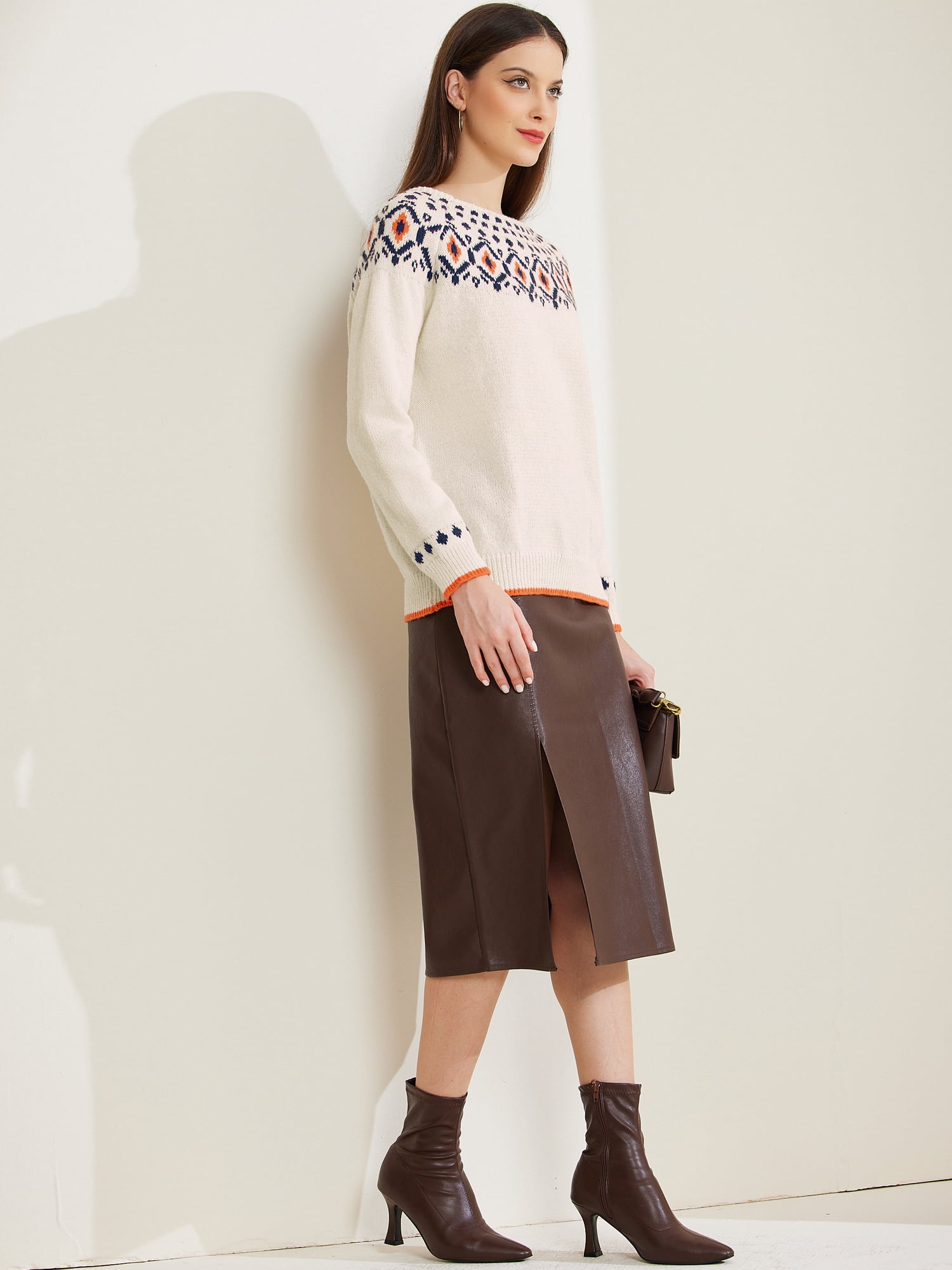 DARING DIVA Winter Fall Vintage Pullover Sweater Tops S White