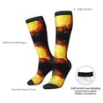 thumbnail image 4 of Knee High Socks for Women Men Athletic - Tennis Ball In Fire And Water Thigh-High Black Sole Comfort Breathable Long Socks for Casual Travel Running, 4 of 7