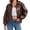Dark brown, variant on Womens Oversized Leather Bomber Jackets Cap Sleeve Zip Up Motorcycle Coats with Pockets