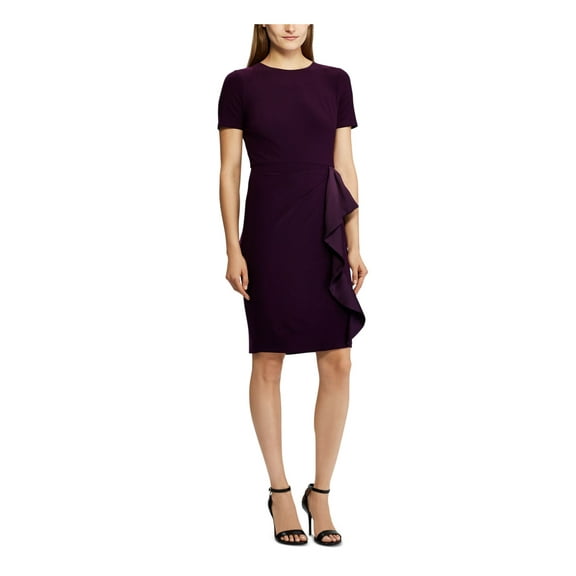 RALPH LAUREN Womens Purple Short Sleeve Above The Knee Party Dress 12