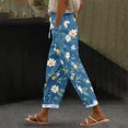 thumbnail image 2 of TRUBKH linen pants women boho pants Floral Solid Long Palazzo Pants Women's Spring And Summer Casual 3D Printed Back Pocket Cotton And Linen Pants Joggers for Women Womens Joggers Pants Sky Blue S, 2 of 4
