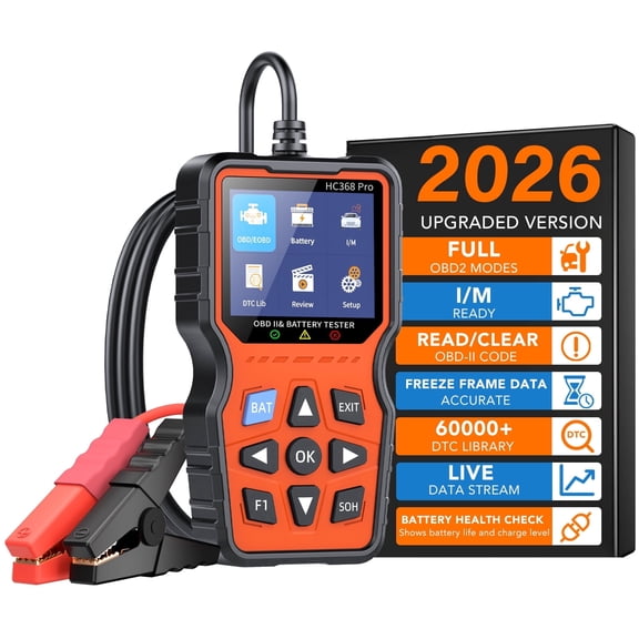 OBD2 Scanner Diagnostic Tool, Car Check Engine Code Reader with Battery Level & Life Test, Mode 6/8 & I/M Readiness for Smog Check, Full System Auto Diagnostic Scan Tool for All OBDII Cars 1996