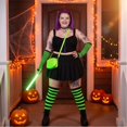thumbnail image 3 of IAJDKMEK Halloween Striped Over The Knee Socks - Matching Gloves Set Party Socks, 3 of 7