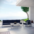 thumbnail image 6 of Modway Shore 4 Piece Outdoor Patio Aluminum Sectional Sofa Set in Silver Navy, 6 of 6
