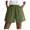 thumbnail image 2 of Vivianyn HD Women's Drawstring Cotton Linen Shorts, Casual Summer Shorts,Green,Size S-XXL, 2 of 4