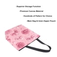 thumbnail image 3 of Open Top Canvas Tote Bag with Zipper Reusable Shopping Bag 13.5x15" Roomy Carryall Roses and Bows Pattern, 3 of 9