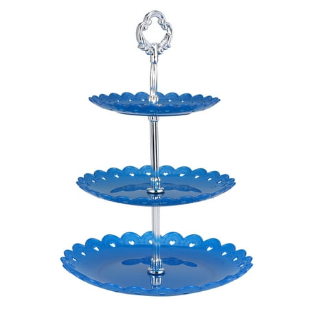 

3-Tires Cake Rack Cake Rack Three-tier Dessert Rack European Style Cake Display Stand Fruit Plates Multi-layer for Wedding Party (Blue)