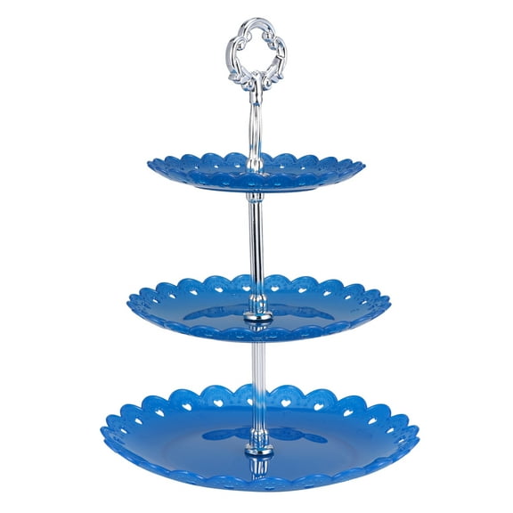 WRISTBIQUE Cake Stand for Wedding European Style Square PP Three-tier Cake Display 1Pack 8.7x8.7x13.8in