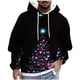 thumbnail image 2 of Sudadera con capucha para hombre, estilo casual, con cuello redondo, estampado de árbol de Navidad, manga larga, blusa de poliéster, 2 of 5