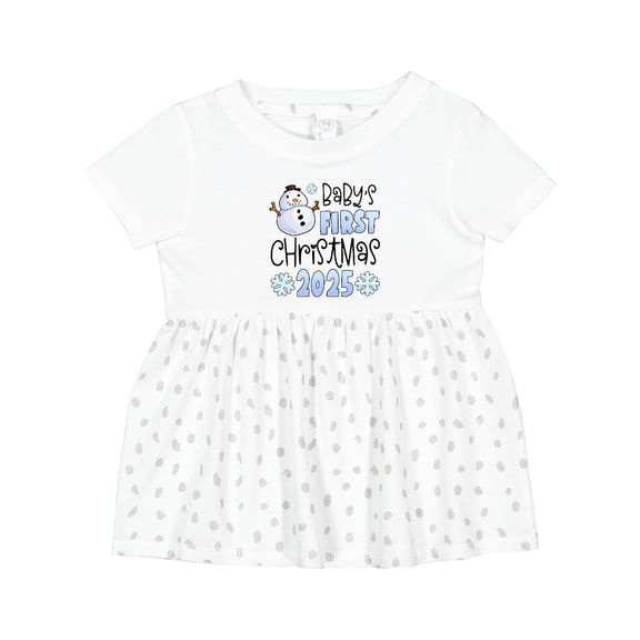 Inktastic Baby's First Christmas 2025-snowman Girls Baby Dress