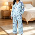 thumbnail image 2 of CQXIDFH Pajamas for Women Patterned Long Sleeve Pajama Set Button Down with Pockets Comfy Fall Sleepwear Soft Comfy Pj Sets, 2 of 4