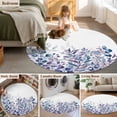 thumbnail image 5 of Round Area Rug 4 Ft, Blue Purple Leaves Washable Non-Slip Circle Carpet for Living Room/Bedroom, Summer Botanical Eucalyptus Leaves Low-Profile Crawling Mats Collection Rugs for Indoor, 5 of 7