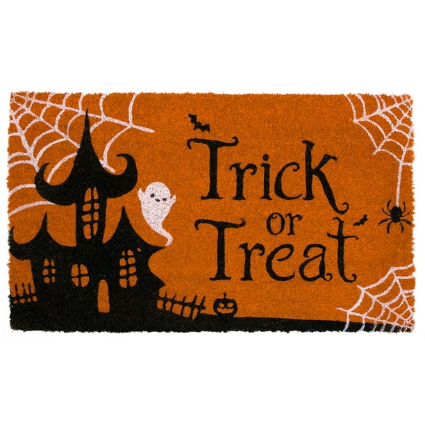 Trick Or Treat Halloween Coir Doormat Haunted Natural Fiber Outdoor 18 ...