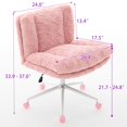 thumbnail image 5 of PORKISS Vanity Chair Makeup Chair, Home Office Chair, Ergonomic Desk Chair with Soft Faux Alpaca, Adjustable Swivel Task Computer Chair with Wheels, Pink, 5 of 10