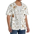 thumbnail image 4 of KLL Coffee Print Men's Shirt Short Sleeve Button Down Summer Cuba Beach Shirts- XX-Large, 4 of 7