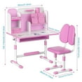 thumbnail image 3 of YNCE 2Pcs/Set Kids Kids Functional Desk and Chair Set,Height Adjustable Children School Study Table Chair Set with Sitting Corrector,Student Writing Ergonomic Desk Chair with Book Stand, 3 of 8