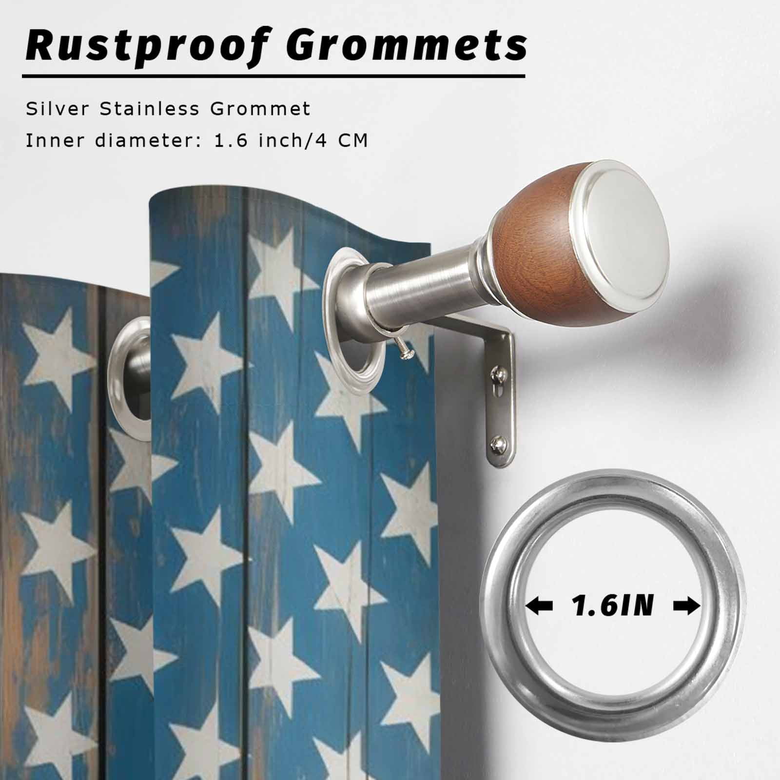 Independence Day Outdoor Curtains for Patio, American Flag Star Retro Red Wood Striped Sunshade Privacy Drapes Grommet Waterproof Outside Curtains for Porch/Cabana/Balcony 54"x 108", 1 Panel