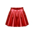 thumbnail image 2 of Zaldita Kids Girls Shiny Metallic Flared Mini Skater Skirt High Waist A-Line Pleated Skirt Red 10, 2 of 7