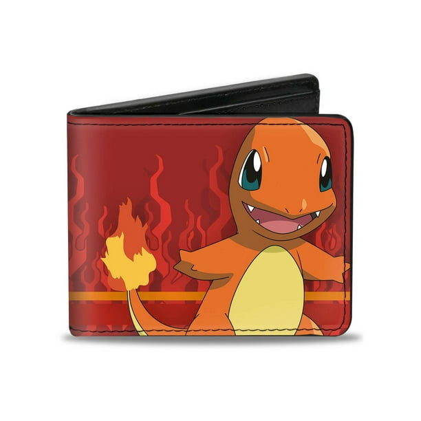 Buckle-Down - Bi-Fold Wallet Charmander Pose + Text Stripe/Flames Reds ...