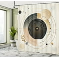 thumbnail image 4 of Ambesonne Modern Shower Curtain, Abstract Harmony Rounds Boho, 69"Wx70"L, Pale Mustard Dark Brown, 4 of 4