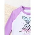 thumbnail image 3 of Baby Girl Mermaid Element Patterned Raglan Sleeve Long Sleeve Top And Fish Print Shorts And Triangle Panties And Swimming Cap Swimsuit Set, 3 of 4