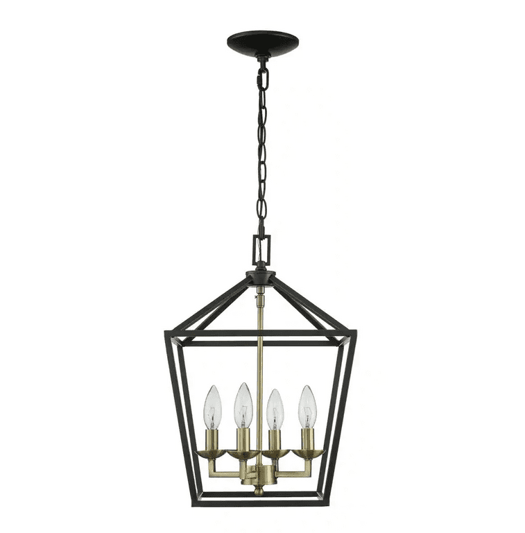 Weyburn 4Light Black and Gold Caged Farmhouse Chandelier for Dining