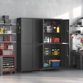 thumbnail image 2 of Firstsky Metal Garage Storage Cabinet with Wheels, Adjustable Rolling Tool Storage Cabinet with Lock, 71" Steel Locking Tool Cabinet with Doors and Shelves(Black, 71" H), 2 of 9