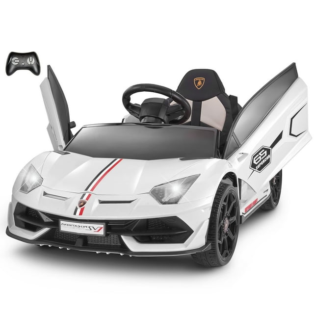 VOLTZ TOYS 12V Ride on Car for Kids, Official Licensed SVJ 12V Battery Powered Electric Ride-on Car Motorized Toy Vehicle for Children with Remote, Leather Seat, LED Lights and MP3 Player (Whte)
