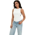 thumbnail image 3 of DARING DIVA Women's Summer Ribbed High Neck Casual Basic Tank Tops S White, 3 of 7