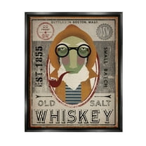 Stupell Industries Vintage Whiskey Logo Sign Graphic Art Jet Black Floating Framed Canvas Print Wall Art, Design by Ryan Fowler