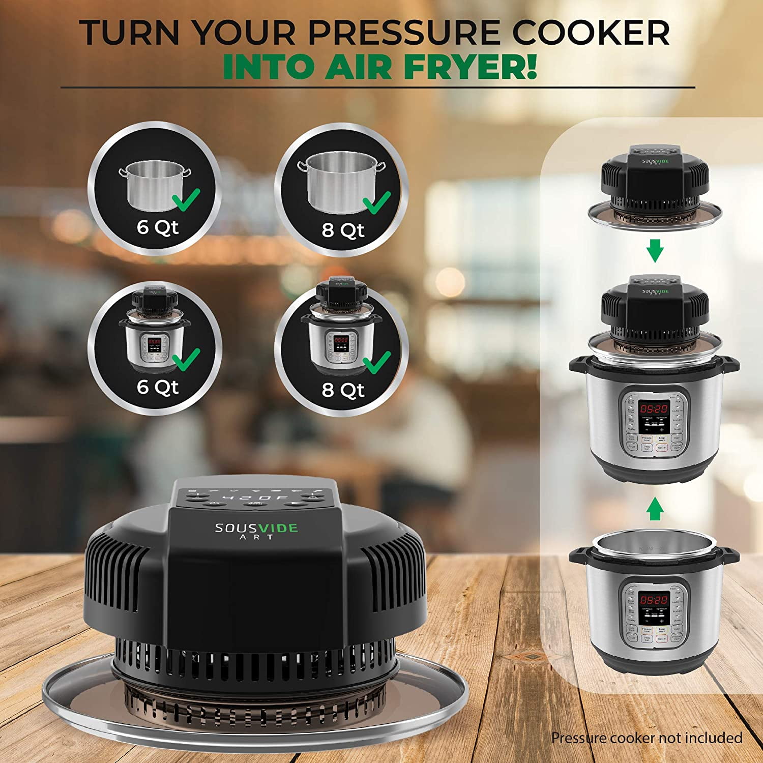 Sousvide Art 7-In-1 Air Fryer Lid for Instant Pot Pressure Cooker
