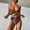 Brown, variant on One Piece Swimsuit for Women Bathing Suits Twist Front Cutout Adjustable Straps Ruched Swimwear