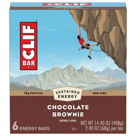 Clif Bar Energy Bars, Chocolate Brownie, 10g Protein Bar, 6 Count, 2.4 oz